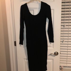 Black Ribbed MIDI Dress